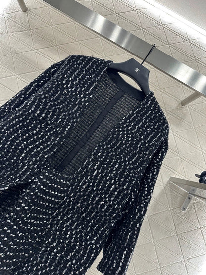 25fw Bead plaid open top jacket