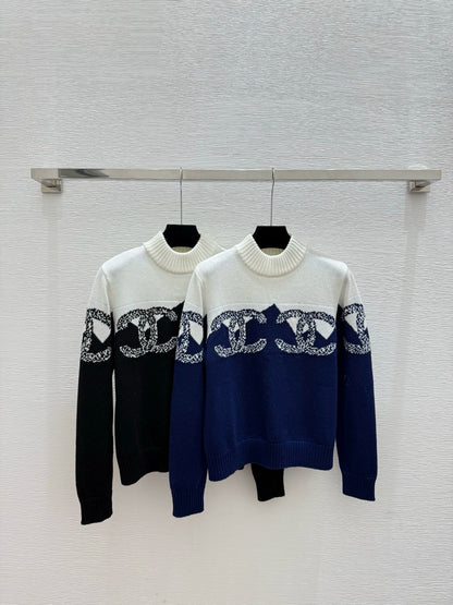 Color blocked knitted pullover sweater