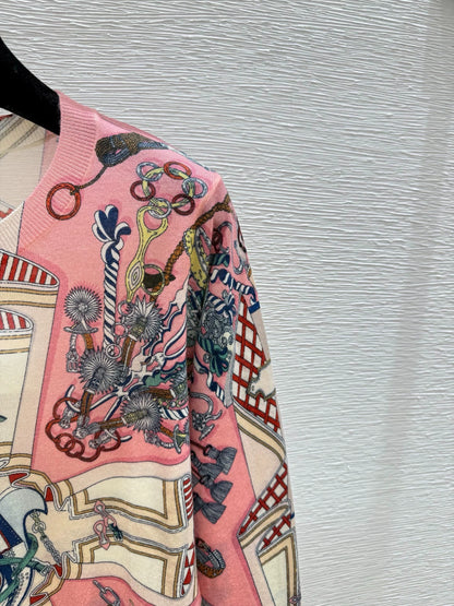 Pink wool printed top