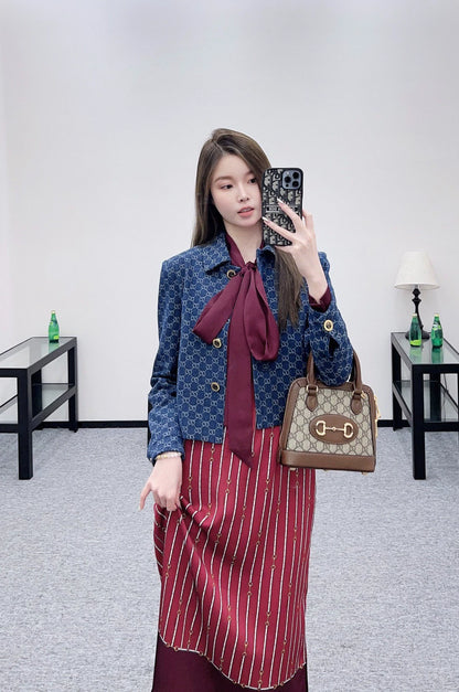 25fw Flip collar jacquard short jacket