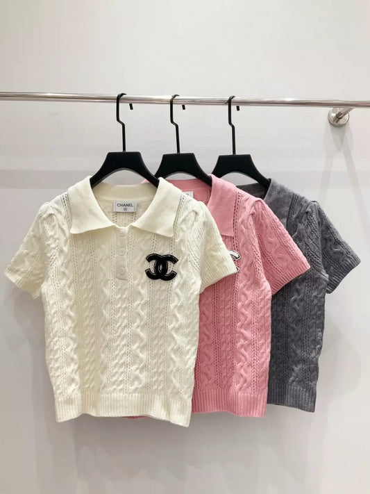 25fw Collar knit short sleeved shirt