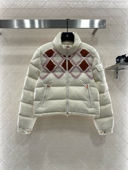 25fw Lingge embroidered spliced down jacket