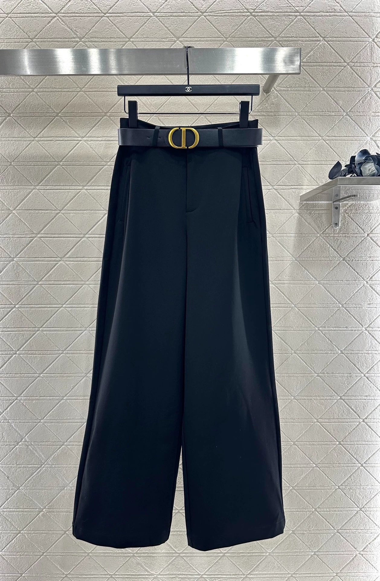 25fw Letter belt wide leg pants