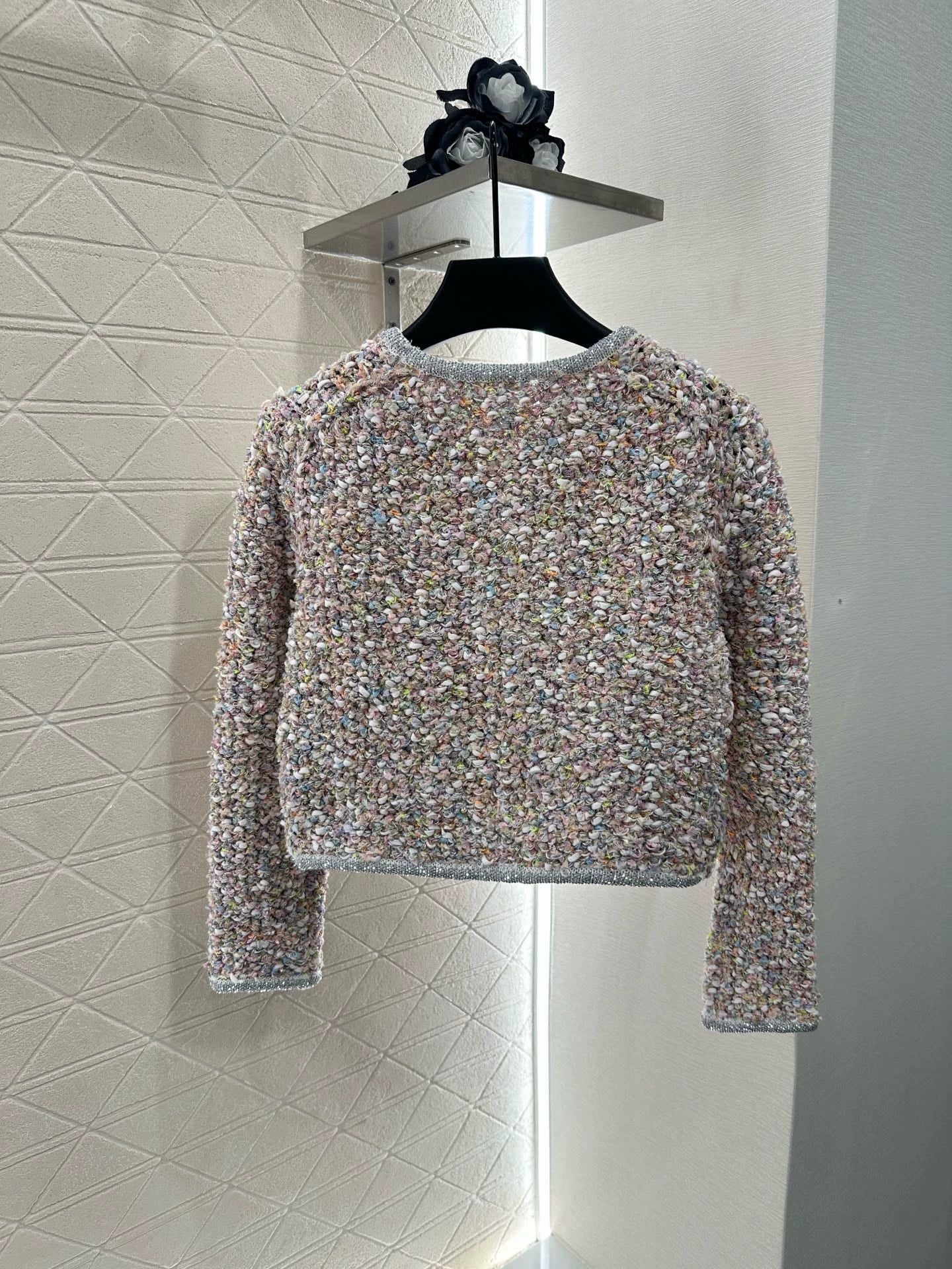 25 Knitted tweed cardigan and skirt set