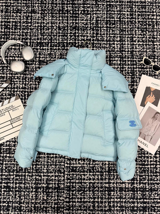 Mao Mao logo loose hooded goose down suit