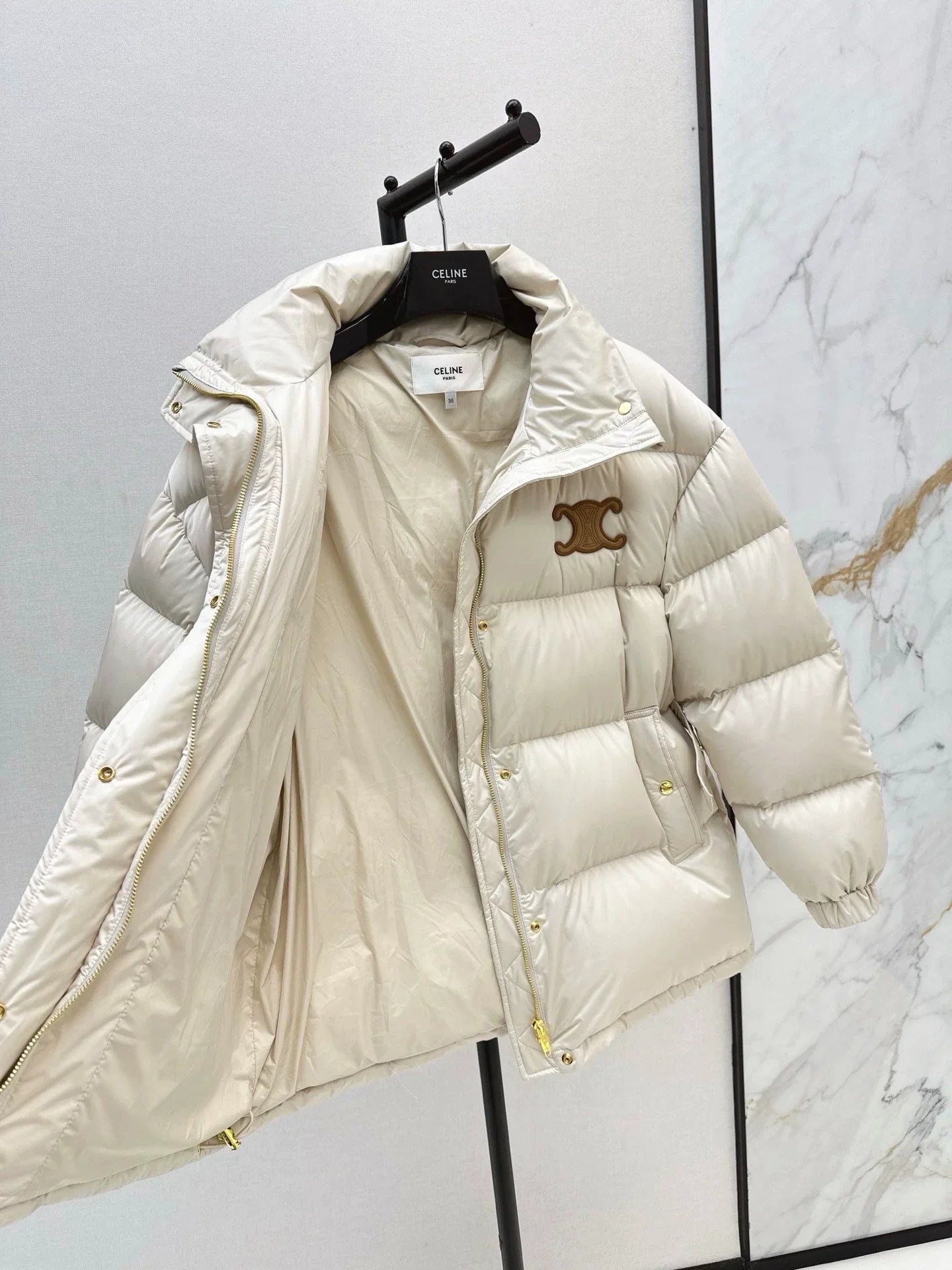 25fw Stand collar waisted down jacket