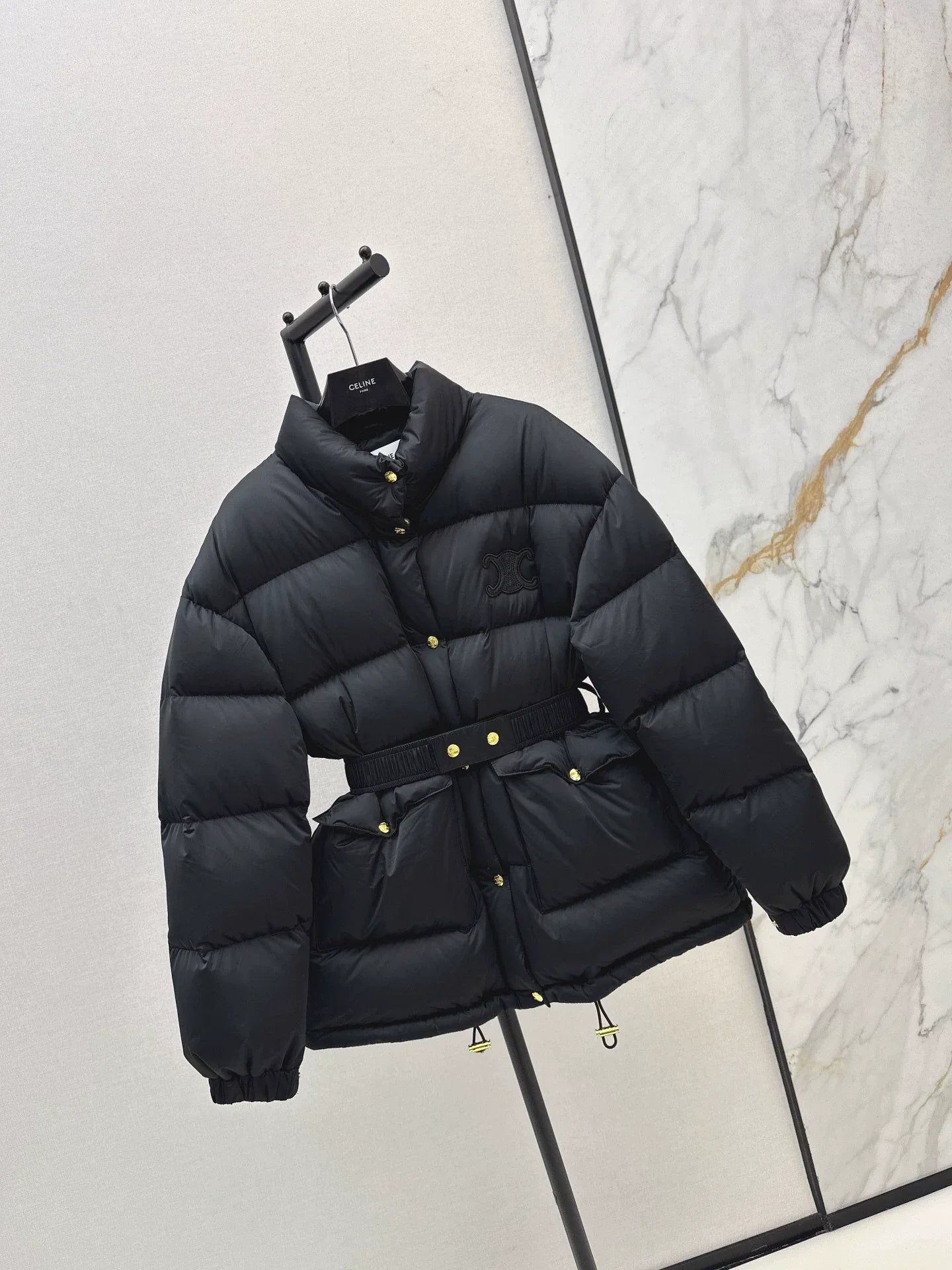 25fw Stand collar waisted down jacket