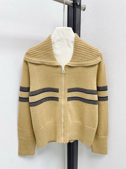 25fw Navy collar cardigan with contrasting colors