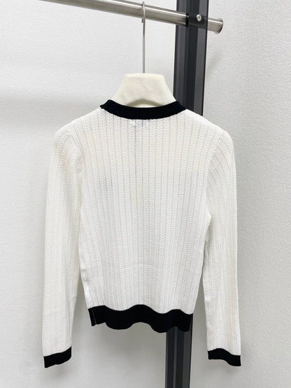 25fw Embroider a color blocked knit sweater
