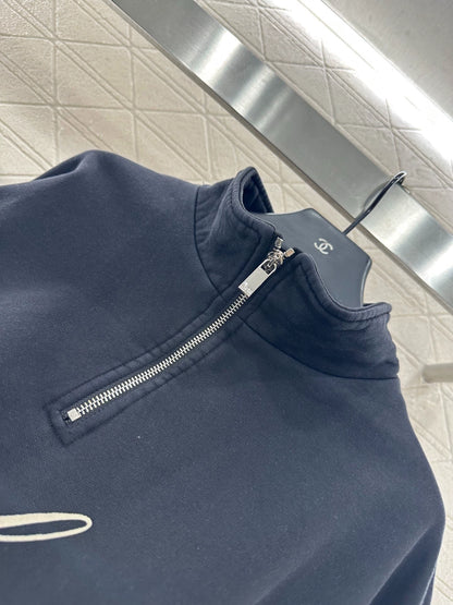 25fw Zipper embroidered hoodie
