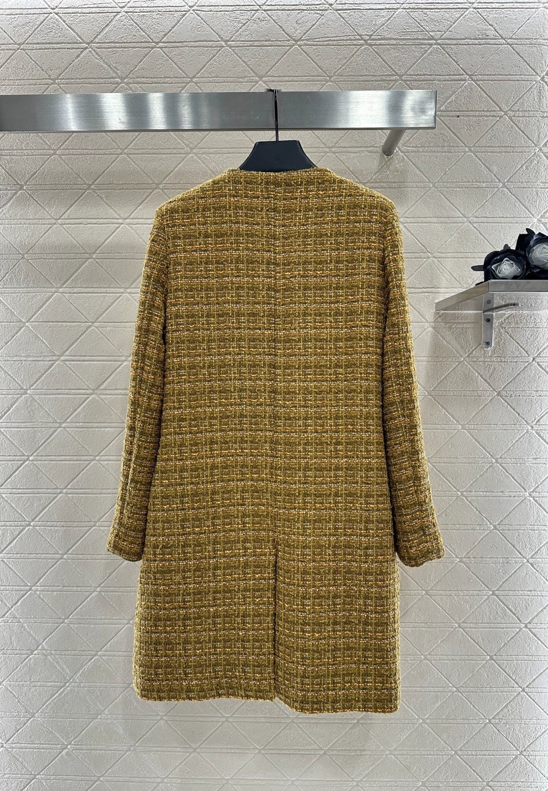 25fw Woolen colored dot dress long coat