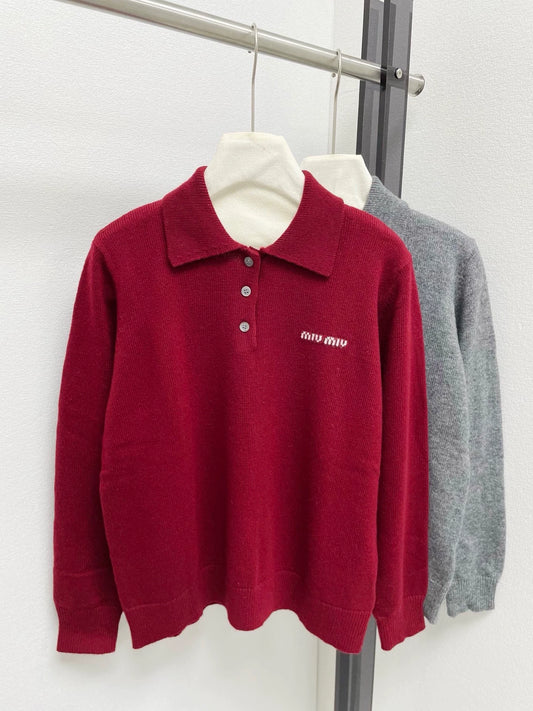 25fw Alphabet jacquard lapel half cardigan