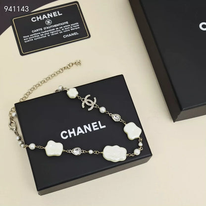 Cloud Resin Pearl Double C Necklace