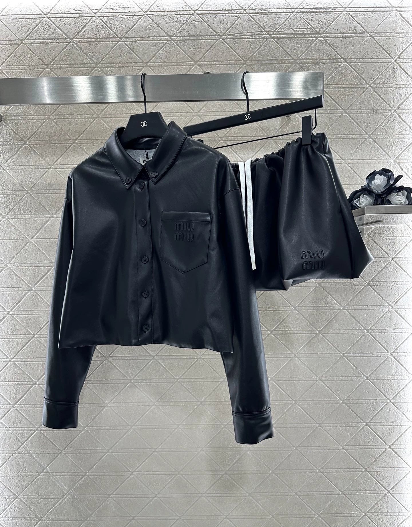 25fw Sheepskin shirt half skirt set