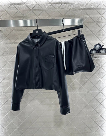 25fw Sheepskin shirt half skirt set