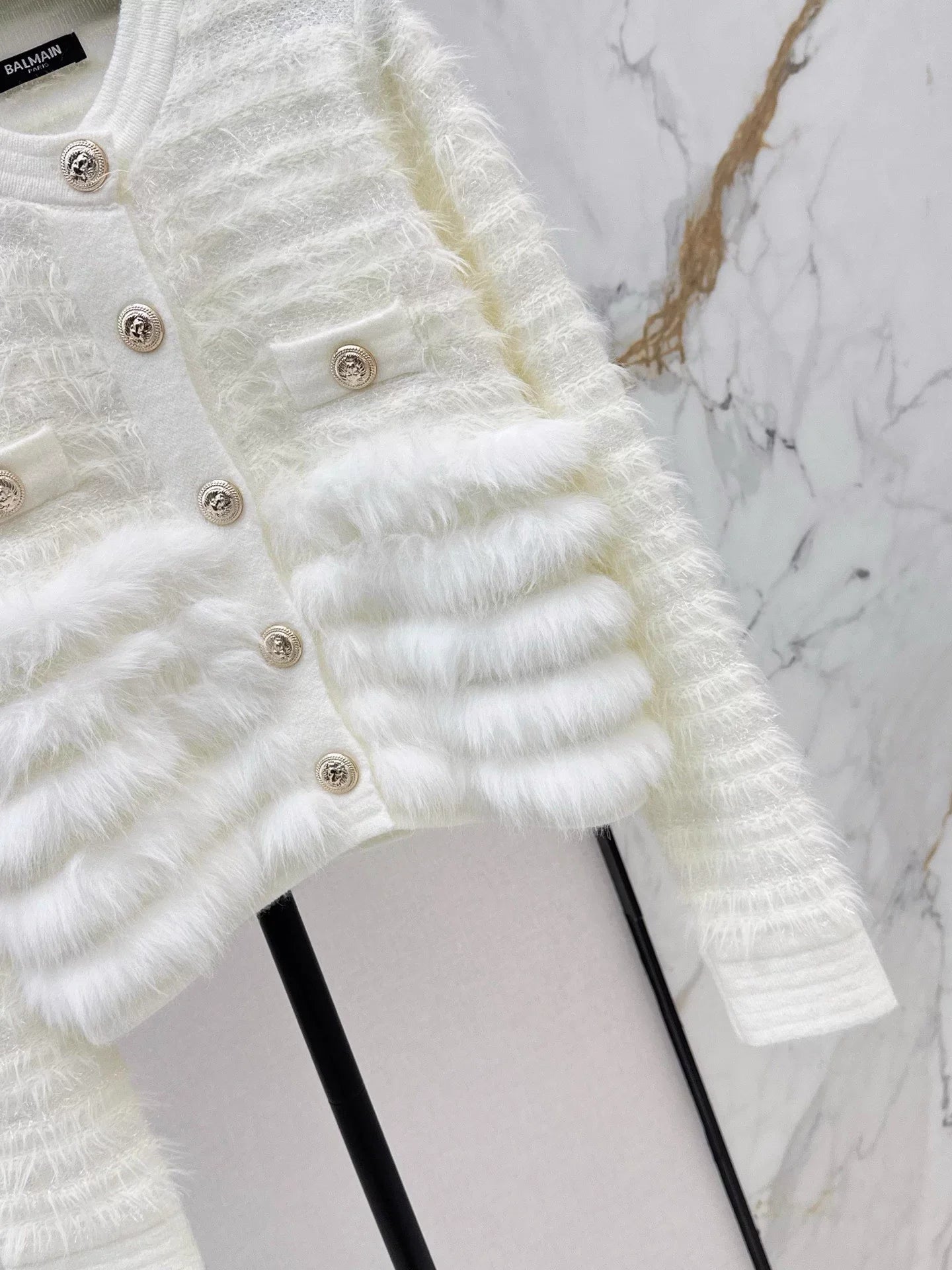 Patchwork fuzzy design knitwear