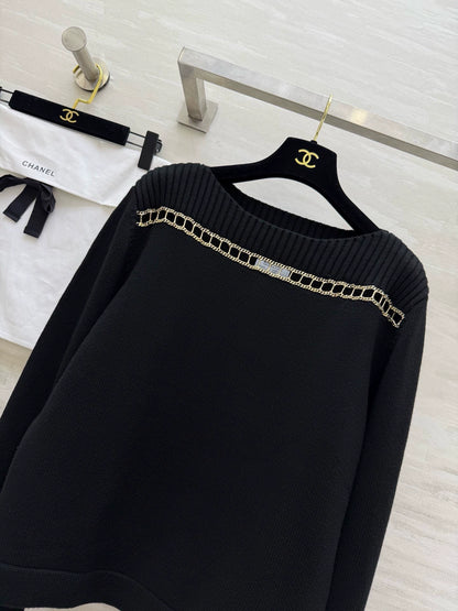 Cashmere chain suspender sweater