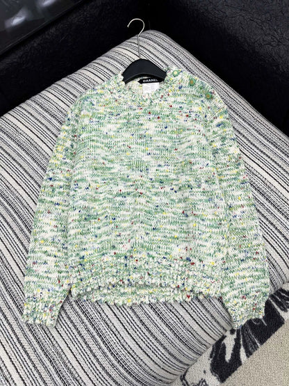 25fw Gemstone buckle pullover sweater