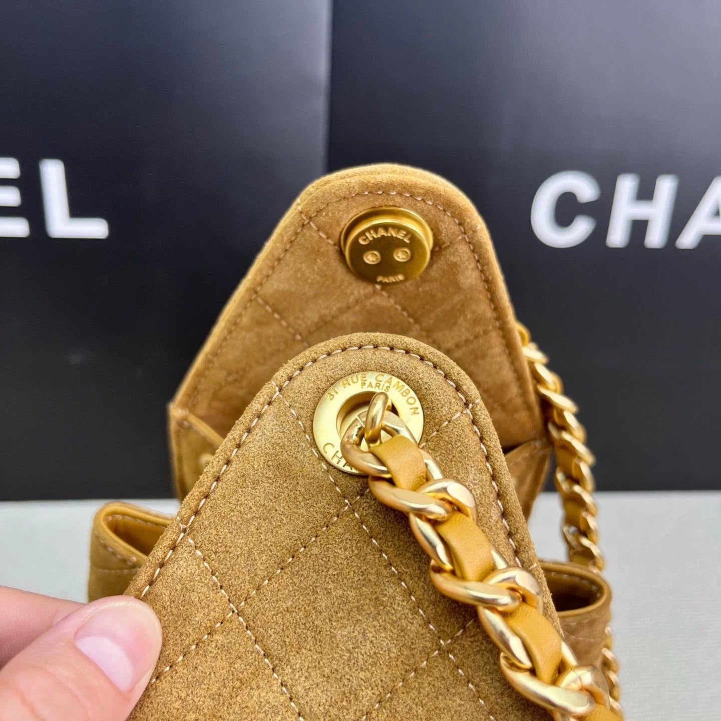 25C suede hippie bag (apricot）