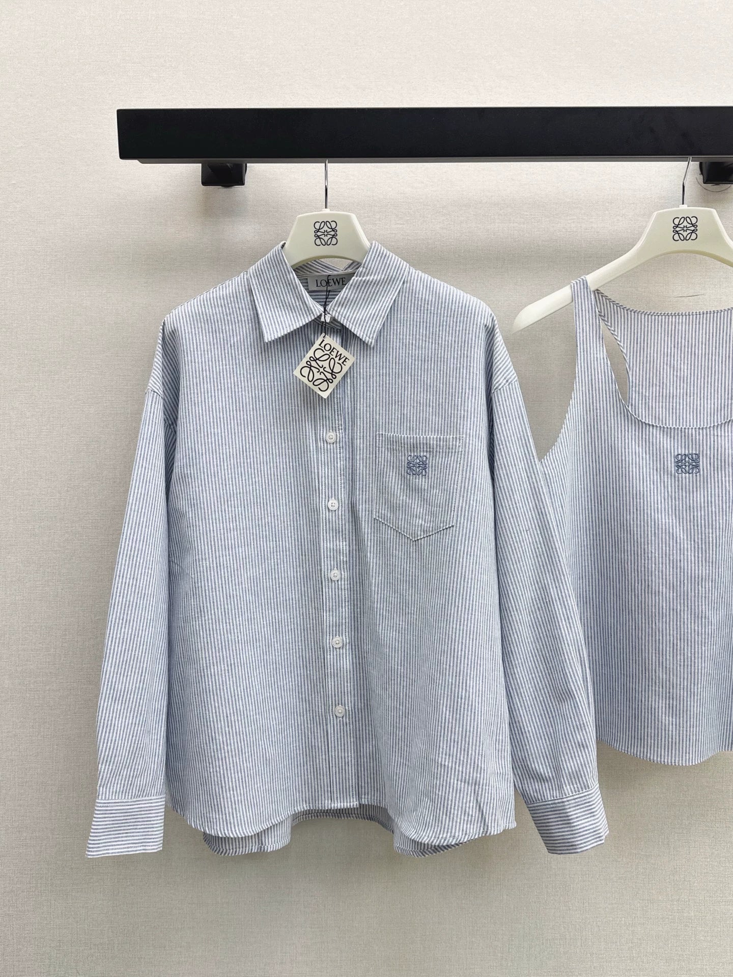 25fw Blue striped two-piece set