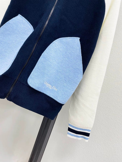 25fw Embroidered zipper hooded cardigan