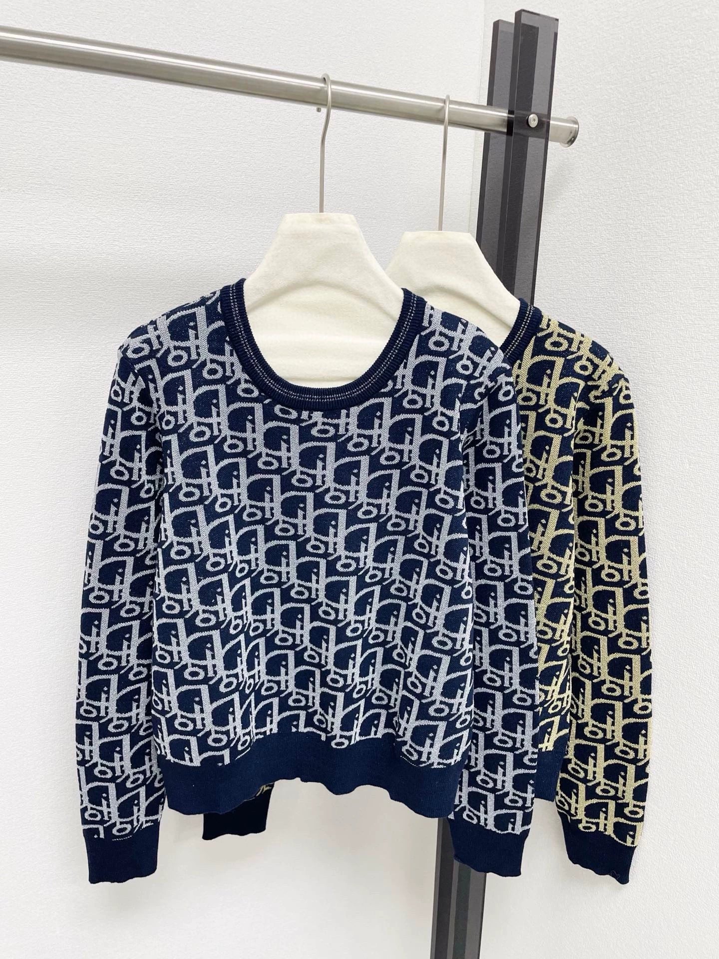 25fw Vintage printed knitted sweater