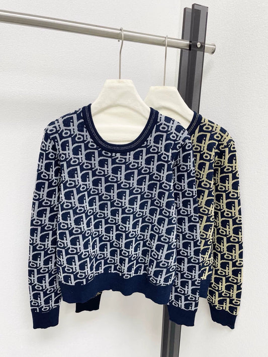 25fw Vintage printed knitted sweater
