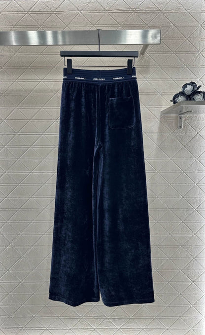 25fw Drawstring webbing wide leg pants