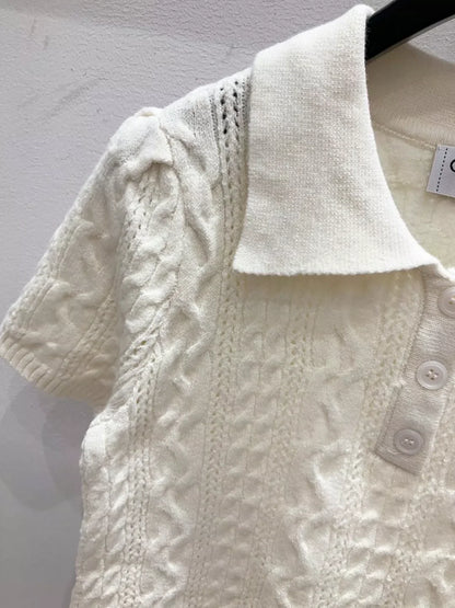 25fw Collar knit short sleeved shirt