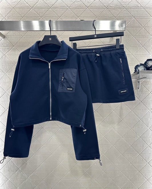 Zipper drawstring skirt