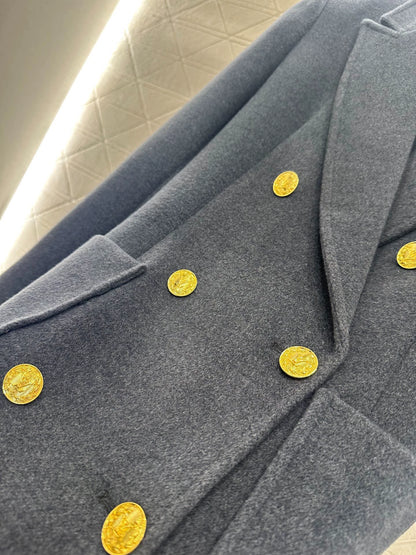 Double-Breasted Blazer with Straight Lapels