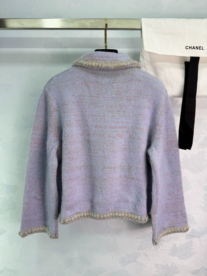 25fw Purple knitted cardigan