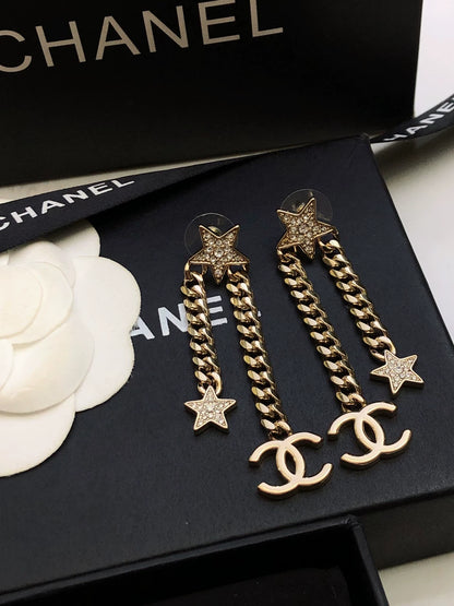 Star chain tassel earrings