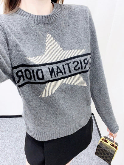 D 25 Crochet letter knitted sweater