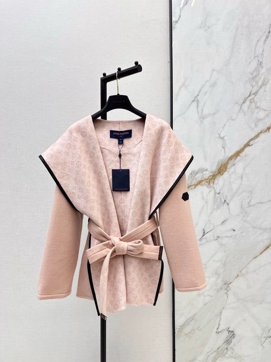 Double sided wearable classic wrap style short hooded jacket