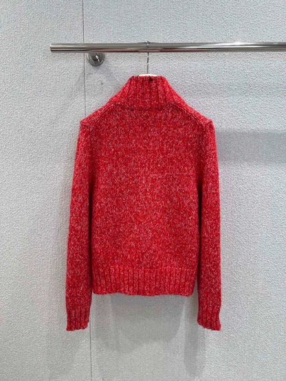 Stand up collar long sleeved sweater jacket