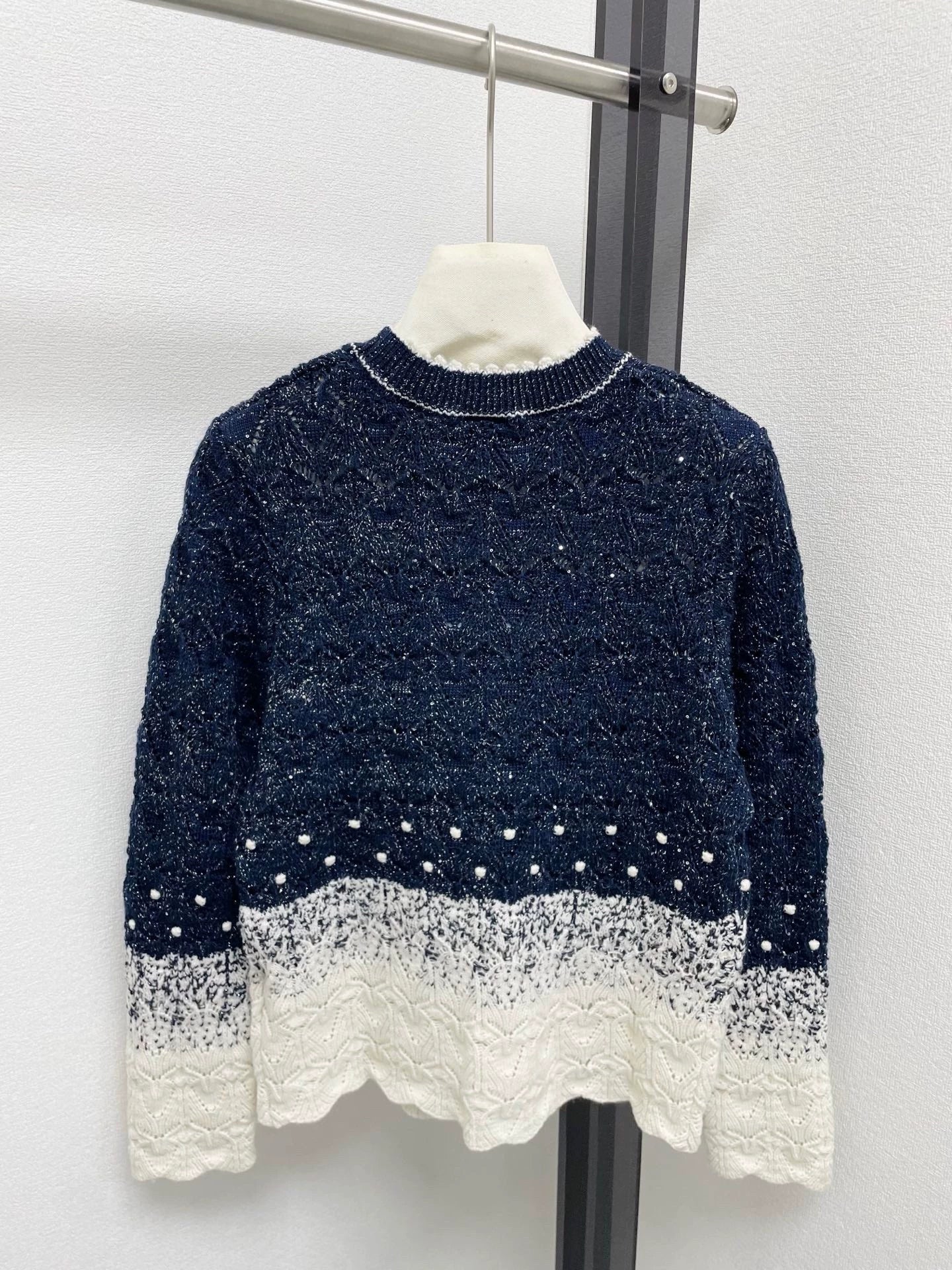 25fw Gradient lace patchwork sweater