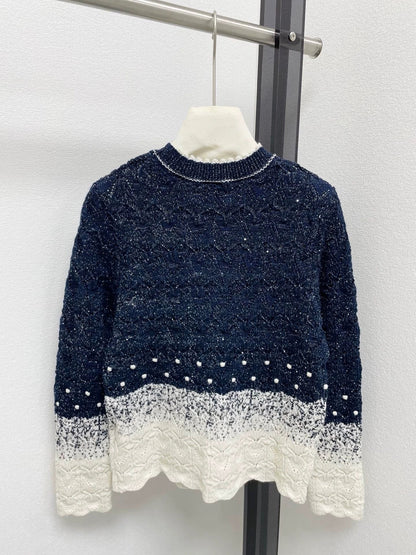 25fw Gradient lace patchwork sweater
