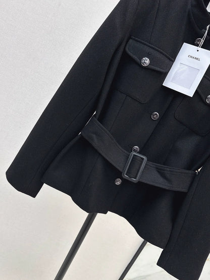 25fw Black woolen coat