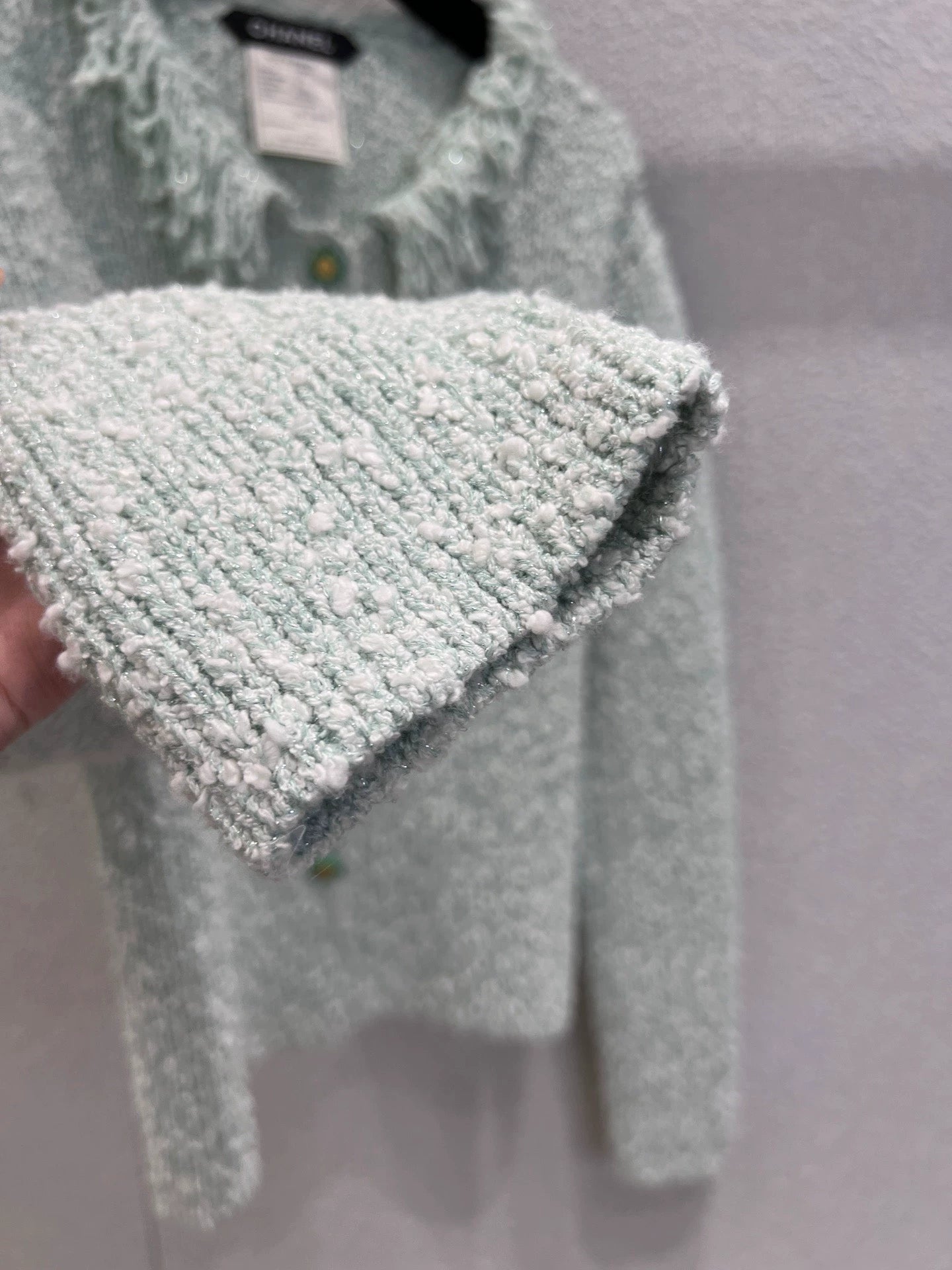 25fw Tassel collar dopamine knit cardigan