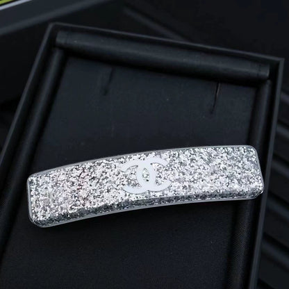 Double C silver glitter hair clip