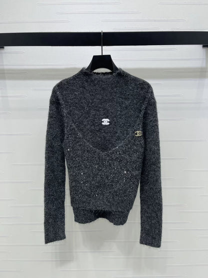 Fake two knitted long sleeved sweaters