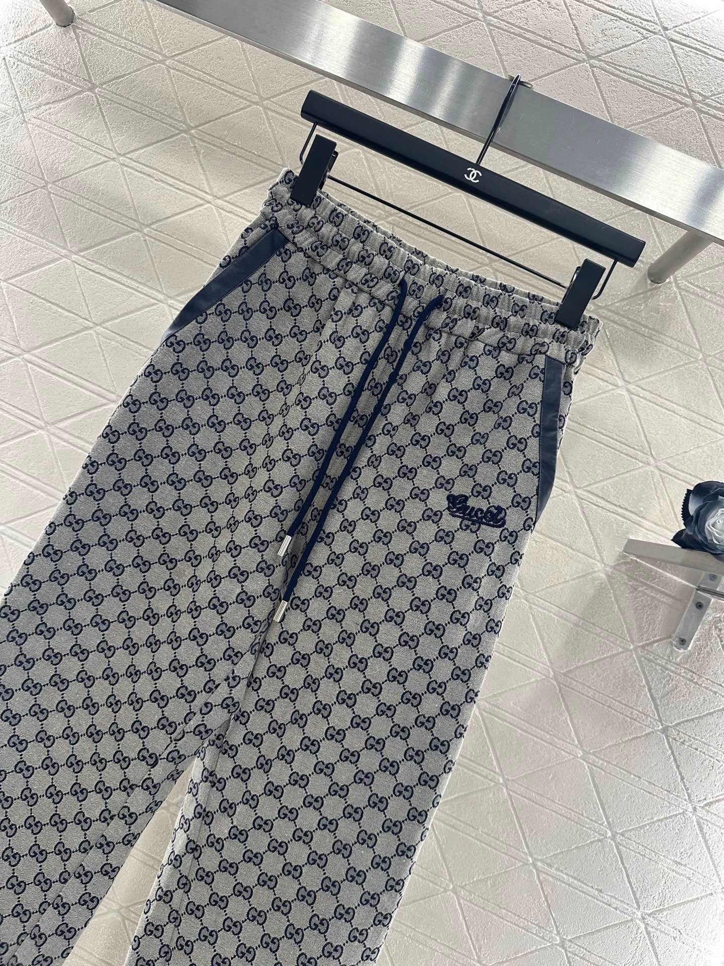 25fw Jacquard casual drawstring leg tied pants