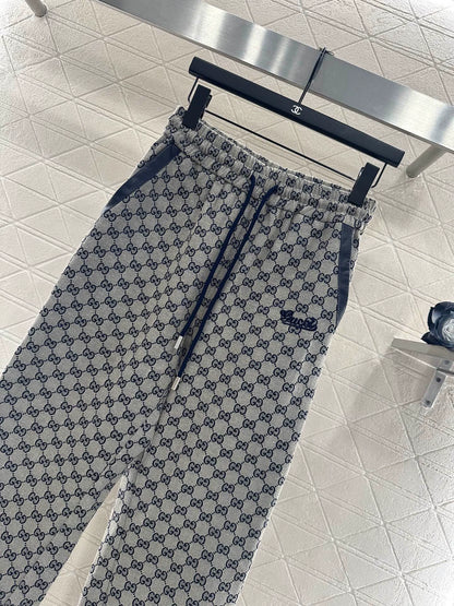 25fw Jacquard casual drawstring leg tied pants