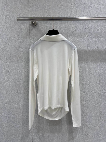 25fw Polo collar elastic long sleeved T-shirt