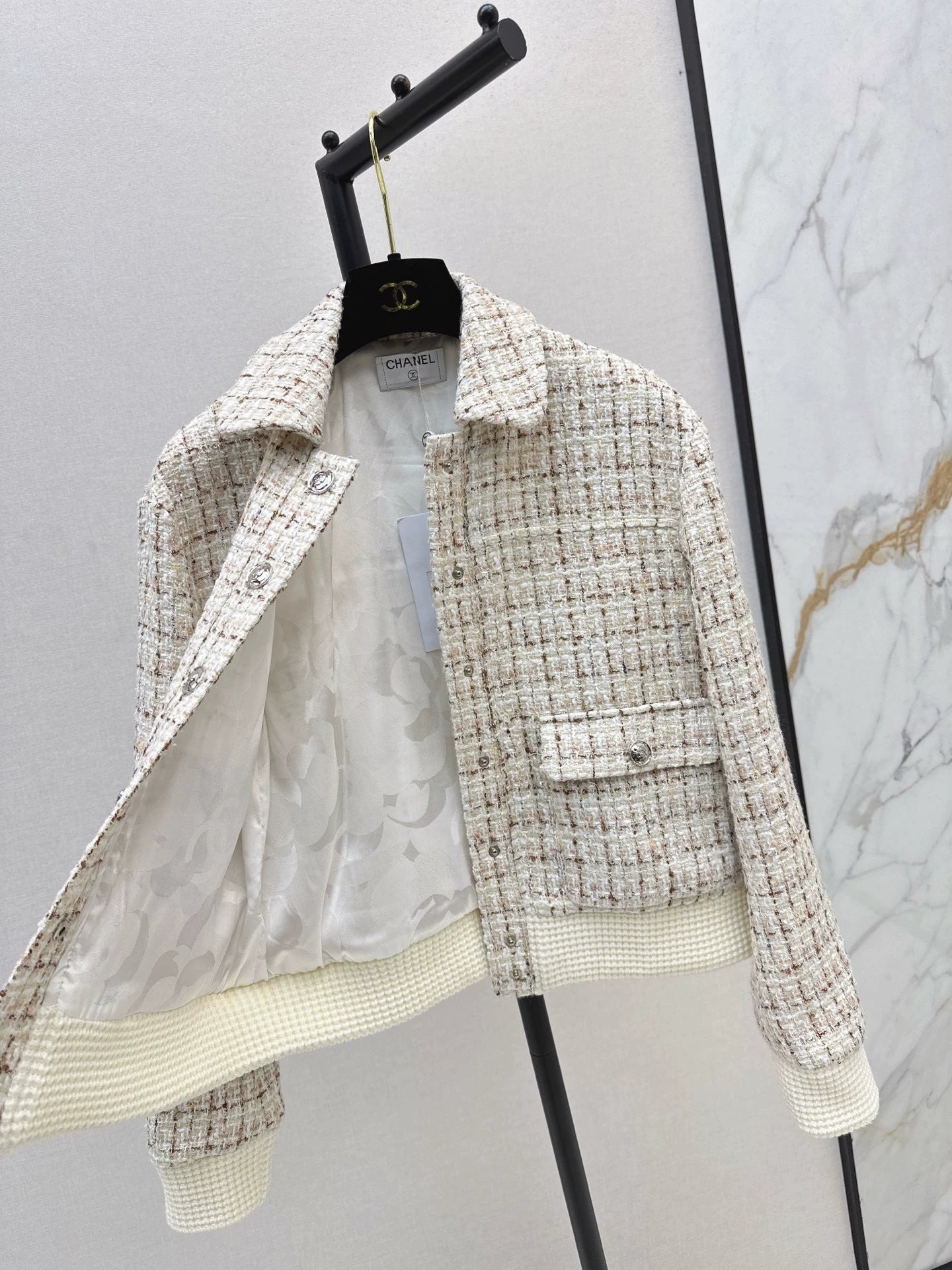 Woolen tweed collar jacket