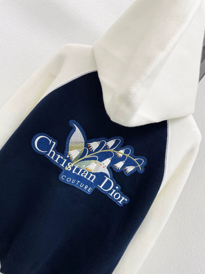 25fw Embroidered zipper hooded cardigan