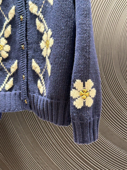 25fw Vintage flower knitted cardigan (vintage series)