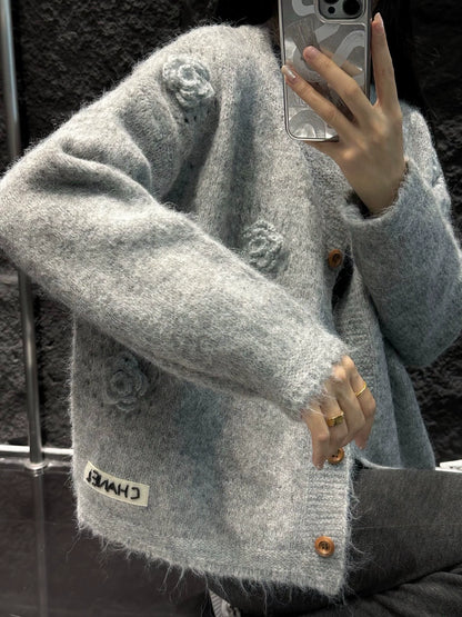 Camellia knitted sweater cardigan (vintage series)