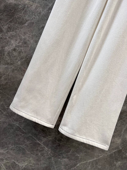 25 Summer new embroidery white straight loose jeans